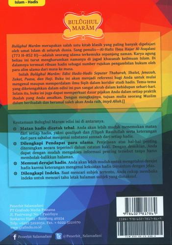 Cover Belakang Buku Bulughul Maram Edisi Hadis-hadis Seputar Thaharah. Shalat. Jenazah. Zakat. Puasa. dan Haji Bk