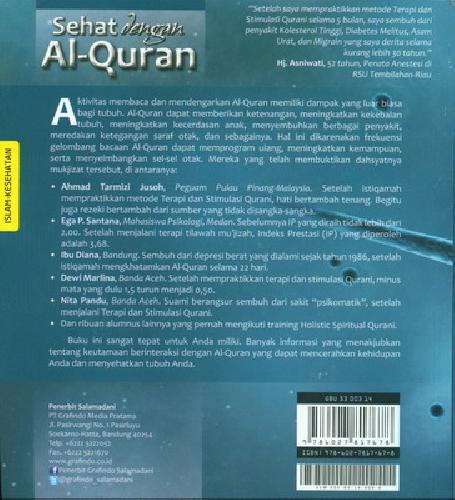 Cover Belakang Buku Sehat Dengan Al-quran : Terapi dan Stimulasi Qurani