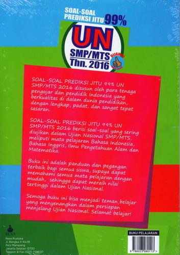 Cover Belakang Buku Soal-Soal Prediksi Jitu 99% UN SMP/MTS 2016