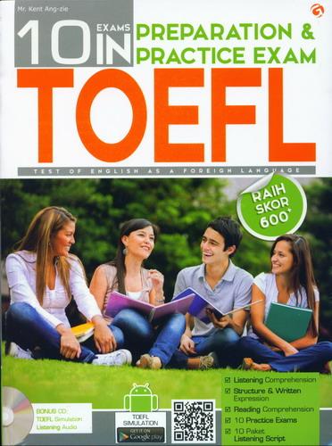 Cover Buku 10 Exams In Preparation dan Practice Exam TOEFL