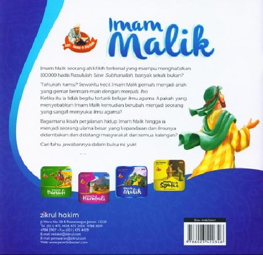 Cover Belakang Buku Imam Malik Ulama Pencinta Hadis (full color)