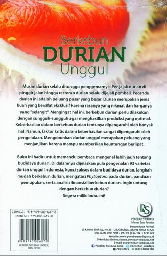 Cover Belakang Buku Berkebun Durian Unggul Edisi Revisi