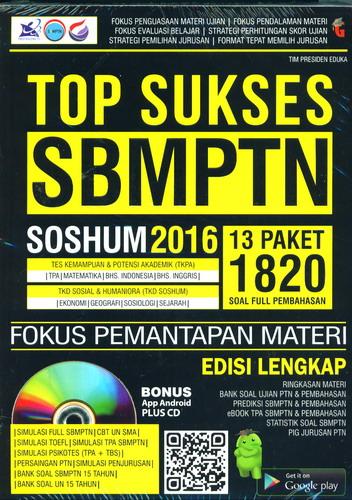 Cover Buku Top Sukses SBMPTN SOSHUM 2016 Fokus Pemantapan Materi Edisi Lengkap