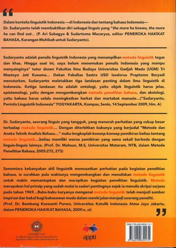 Cover Belakang Buku Metode dan Aneka Teknik Analisis Bahasa
