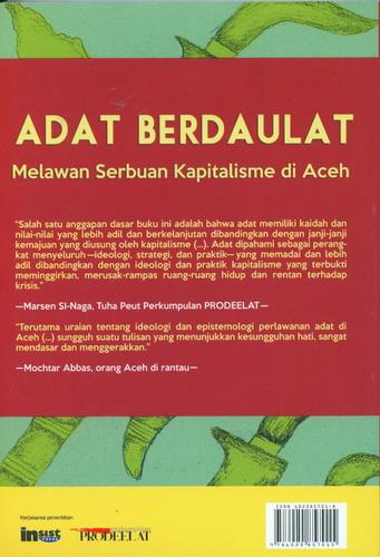 Cover Belakang Buku Adat Berdaulat : Melawan Serbuan Kapitalisme di Aceh