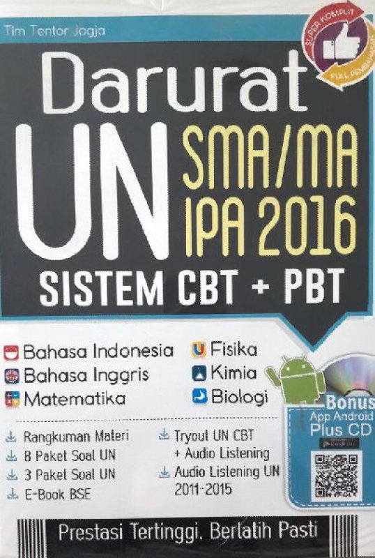 Cover Buku Darurat UN SMA/MA IPA 2016