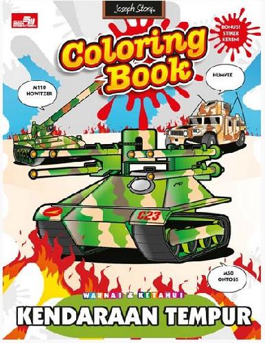 Cover Buku Warnai dan ketahui-kendaraan tempur + STIKER