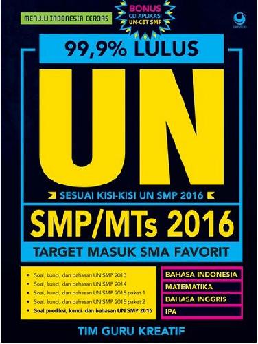 Cover Buku 99.9% Lulus UN SMP/MTS 2016 + CD