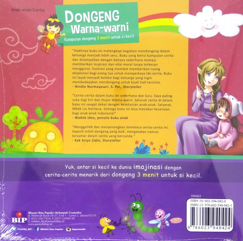 Cover Belakang Buku Dongeng Warna-Warni