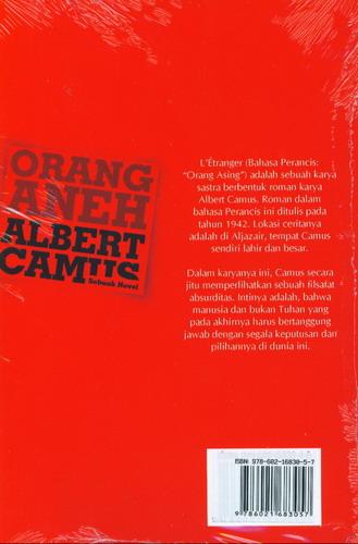 Cover Belakang Buku Orang Aneh Albert Camus Sebuah Novel