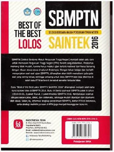 Cover Belakang Buku Best Of The Best Lolos Sbmptn Saintek 2016