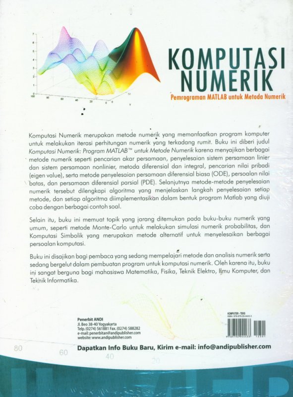 Cover Belakang Buku Komputasi Numerik, Pemrograman MATLAB Untuk Metoda Numerik