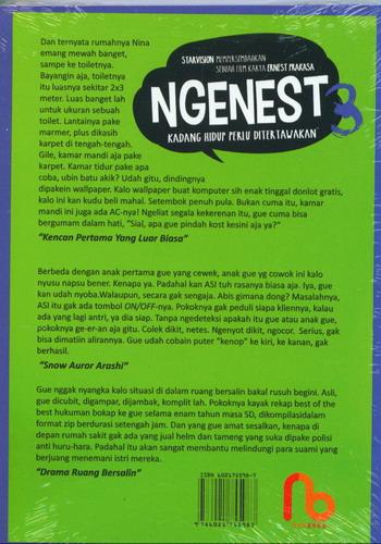 Cover Belakang Buku NGENEST 3 : Ngetawain Hidup Ala Ernest (cover Film)