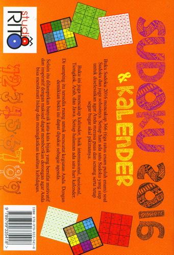Cover Belakang Buku Sudoku 2016 dan Kalender