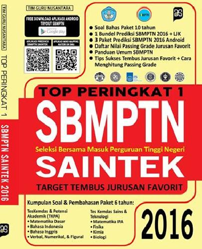 Cover Buku Top Peringkat 1 SBMPTN SAINTEK 2016