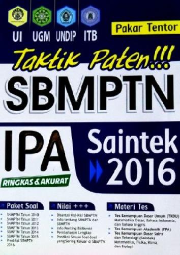 Cover Buku Taktik Paten !!! SBMPTN IPA Saintek 2016