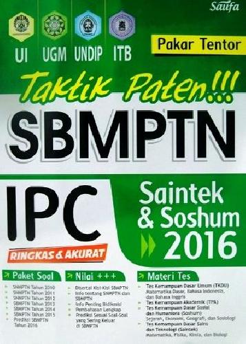 Cover Buku Taktik Paten !!! SBMPTN IPC Saintek & Soshum 2016