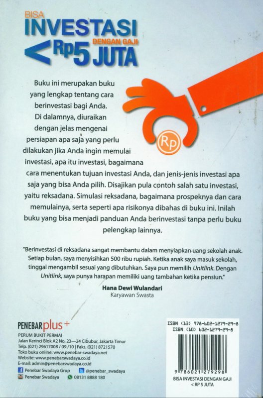 Cover Belakang Buku Bisa Investasi Dengan Gaji < Rp 5 Juta