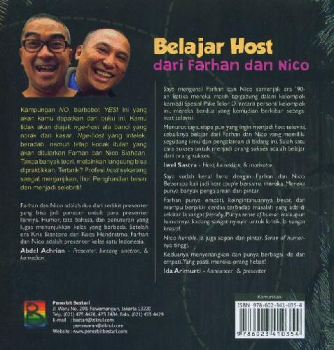 Cover Belakang Buku Belajar Host dari Farhan dan Nico