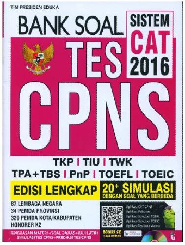 Cover Buku Bank Soal TES CPNS SISTEM CAT 2016 EDISI LENGKAP