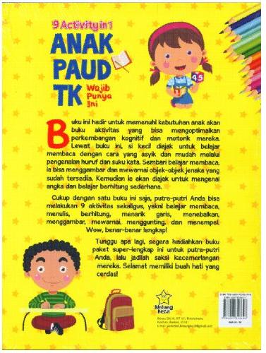 Cover Belakang Buku 9 Activity in 1 Anak Paud TK Wajid Punya Ini