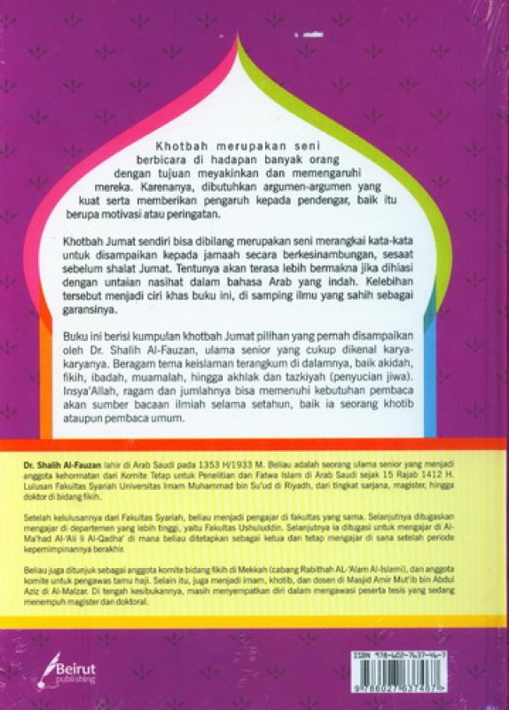 Cover Belakang Buku Khotbah Jumat Pilihan: 200 Tema Kotbah Jumat Variatif (Hard Cover)