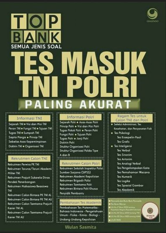 Cover Buku Top Bank Semua Jenis Soal Tes Masuk TNI POLRI Paling Akurat