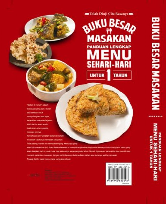 Cover Belakang Buku Buku Besar Masakan: Panduan Lengkap Menu Sehari-Hari Untuk 1 Tahun