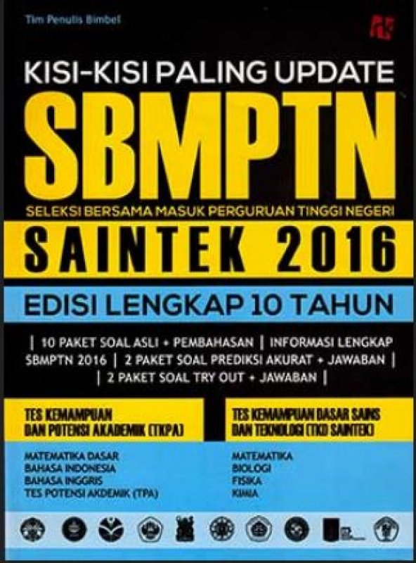 Cover Buku Kisi-kisi Paling Update SBMPTN Saintek 2016
