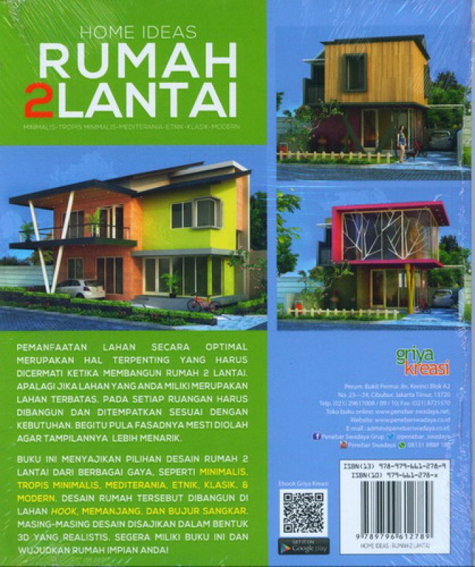 Cover Belakang Buku Home Ideas: Rumah 2 Lantai (83 Desain Rumah Di Lahan)