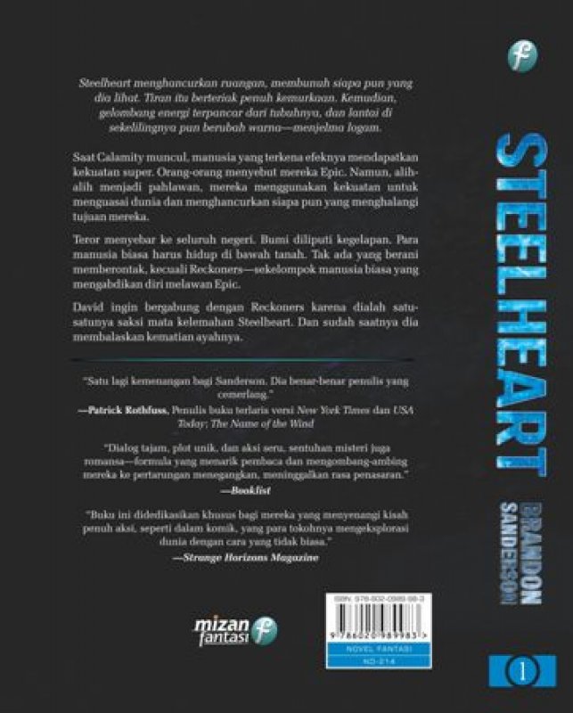 Cover Belakang Buku Reckoners Trilogy #1: Steelheart