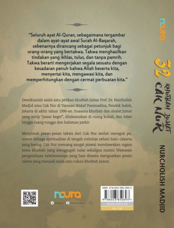 Cover Belakang Buku 32 Khutbah Jumat Cak Nur