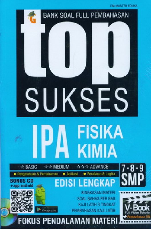 Cover Buku Top Sukses IPA Fisika Kimia SMP 7-8-9 (Bonus CD)