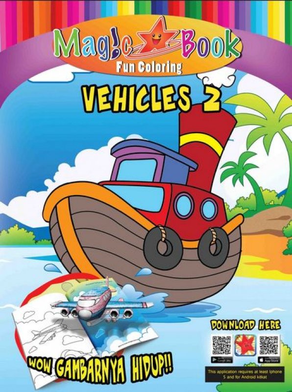 Cover Buku Magic Coloring book with AR: Vehicles 2
