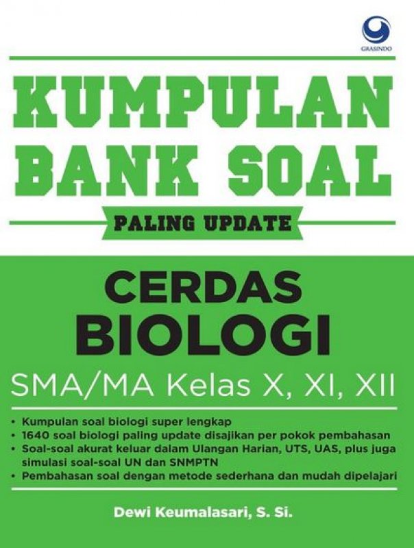 Cover Buku Kumpulan Bank Soal Paling Update Cerdas Biologi SMA/MA Kelas X, XI, XII