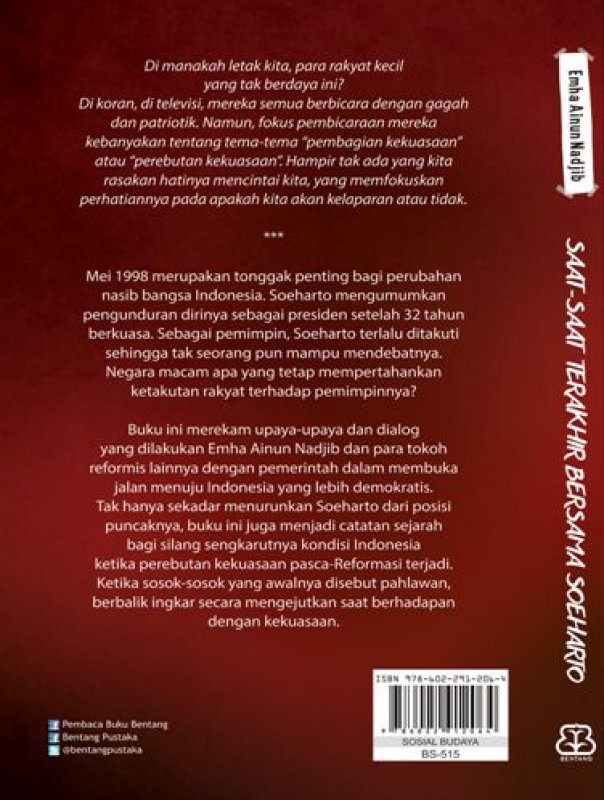 Cover Belakang Buku Saat-Saat Terakhir Bersama Soeharto