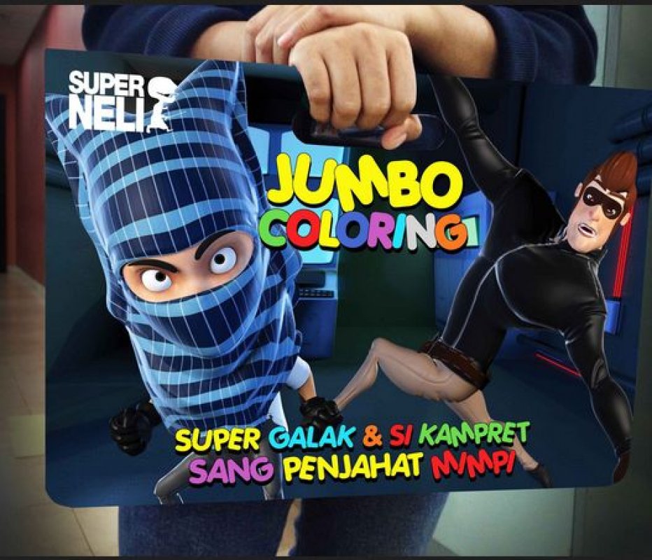 Cover Buku Jumbo Coloring Superneli: Super Galak dan Si Kampret Sang Penjahat Mimpi