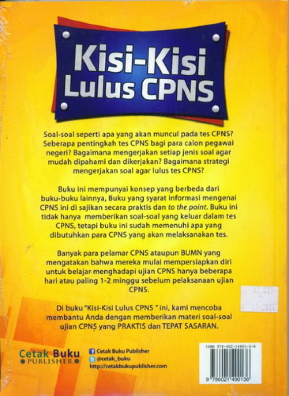 Cover Belakang Buku Kisi-Kisi Lulus CPNS [Bonus CD CAT]