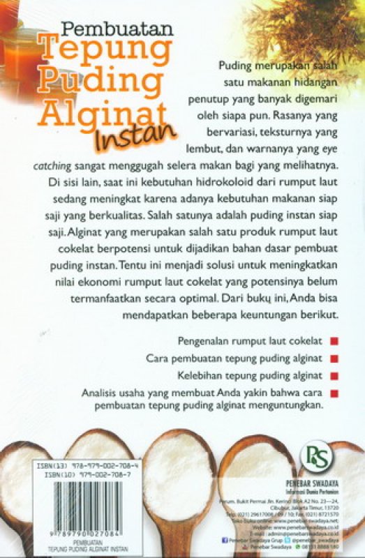 Cover Belakang Buku Pembuatan Tepung Puding Alginat Instan