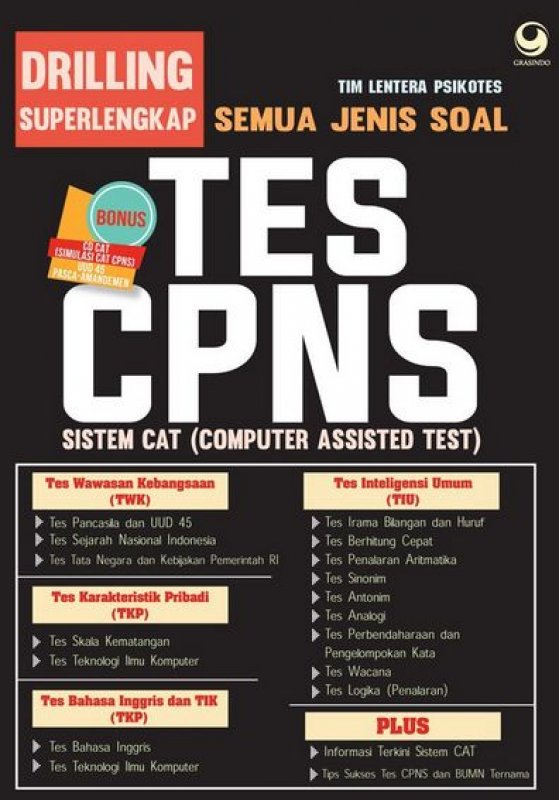 Cover Buku Drilling Superlengkap Semua Jenis Soal Tes Cpns Sistem Cat + CD