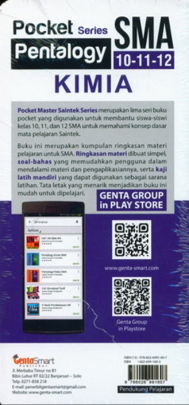 Cover Belakang Buku Pocket Series Pentalogy KIMIA SMA 10-11-12