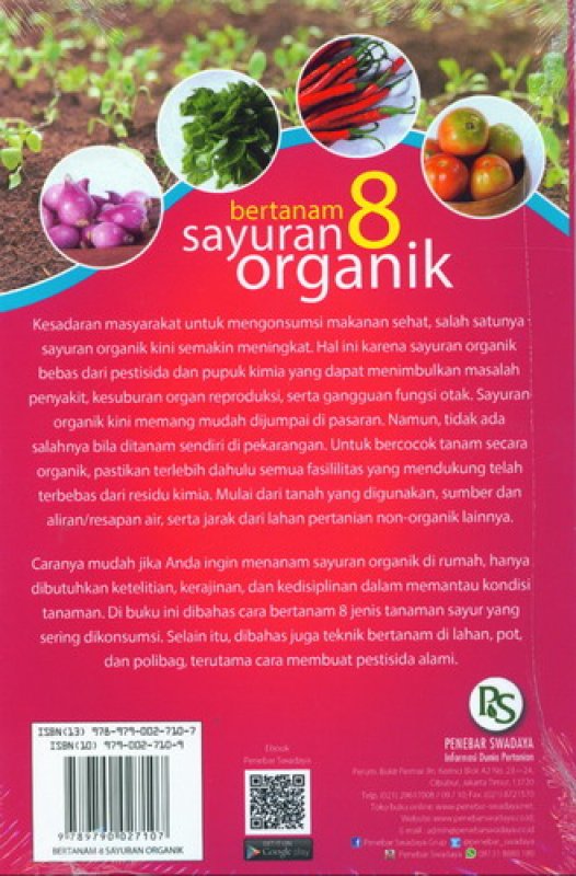 Cover Belakang Buku Bertanam 8 Sayuran Organik
