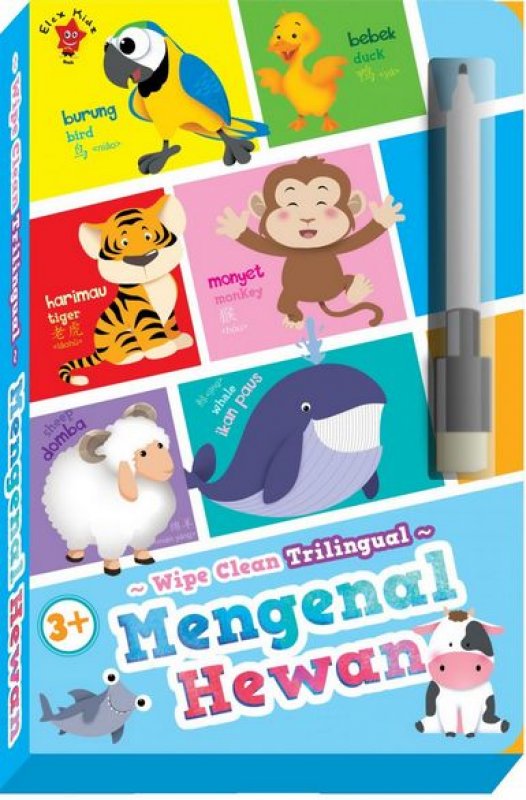 Cover Buku Wipe Clean Trilingual : Mengenal Hewan