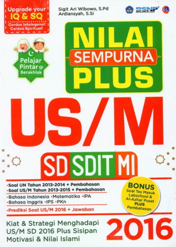 Cover Buku Nilai Sempurna Plus US/M SD SDIT MI 2016