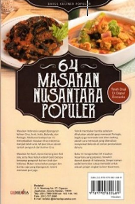 Cover Belakang Buku 64 Masakan Nusantara Populer