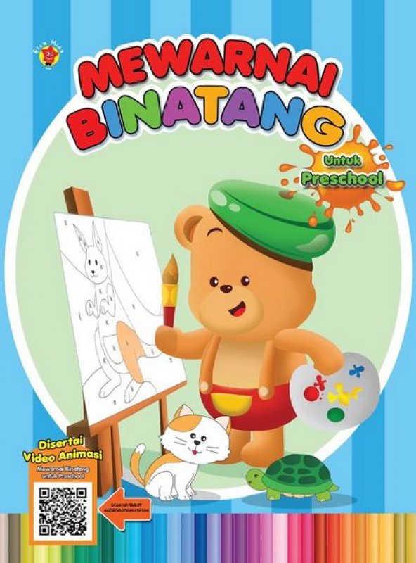 Cover Buku Mewarnai Binatang Untuk Preschool + Qr