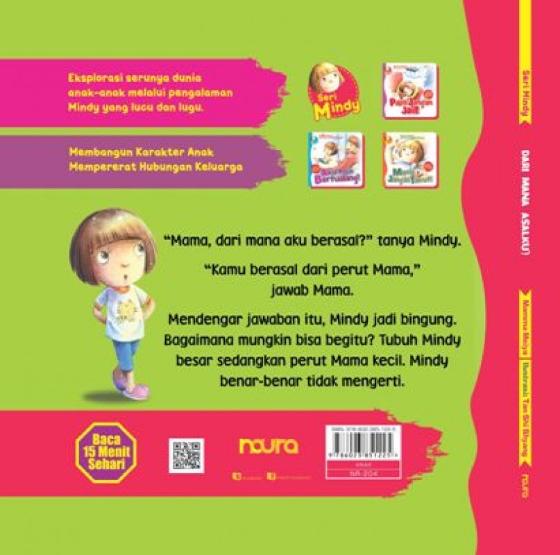 Cover Belakang Buku Seri Mindy: Dari Mana Asalku-Hc