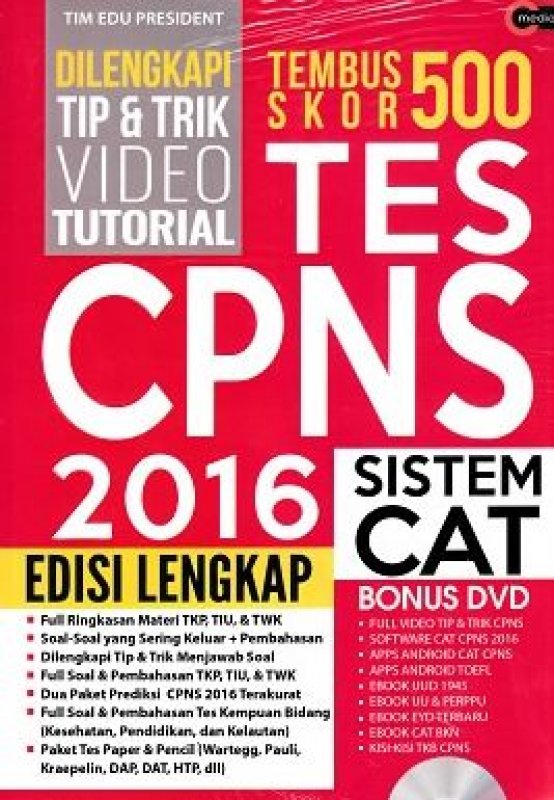 Cover Buku Tembus Skor 500 Tes CPNS 2016 Edisi Lengkap Sistem Cat 