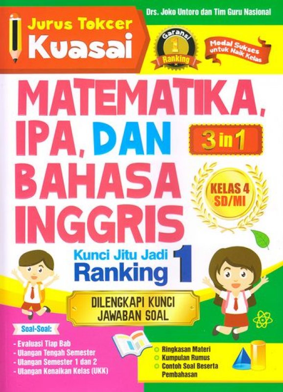 Cover Buku Jurus Tokcer Kuasai Matematika, IPA, Dan Bahasa Inggris Kelas 4 SD/MI