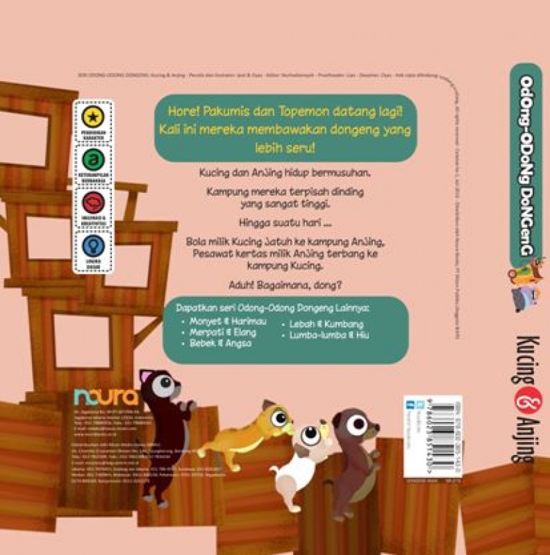 Cover Belakang Buku Odong-Odong Dongeng: Kucing & Anjing